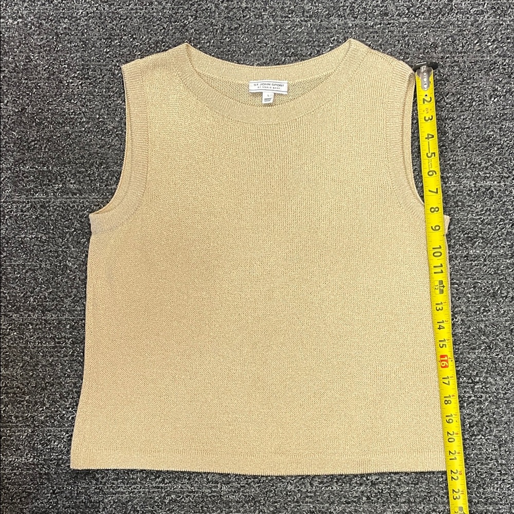 St. John Sport by Marie Gray Beige Knit Shell Top L Sleeveless Sweater Tank
